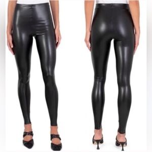 Anthropologie Joie Black Vegan Faux Leather Pull On Leggings Slimming Large